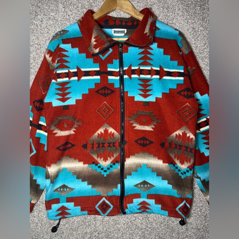 Pendleton Style Men's Red and Blue Performance Jacket (Lake Matley) Size Large